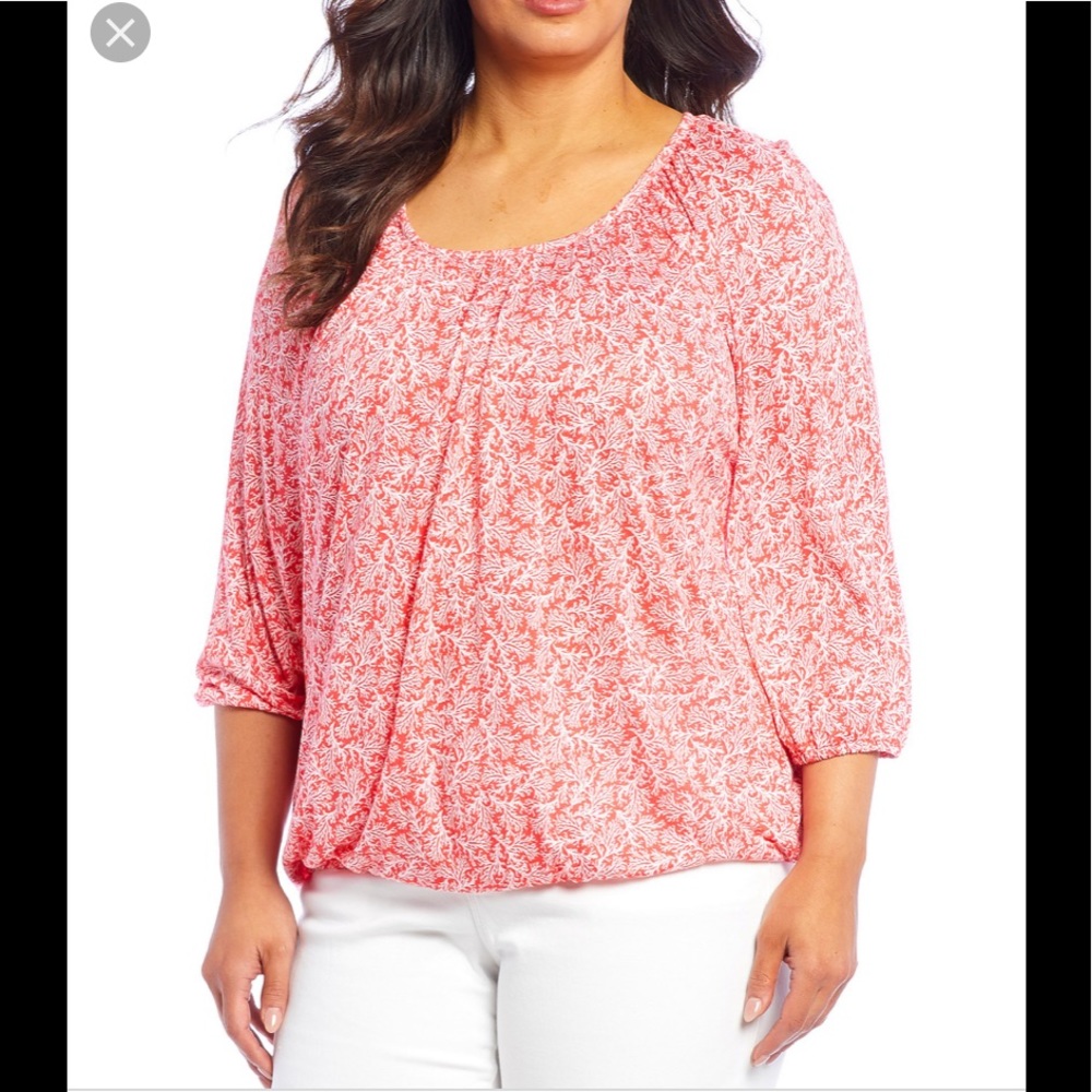 NWOT- Michael Kors Painterly Reef Peasant Top